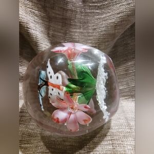 Vintage Beautiful Glass Globe.The beauty of flowers and Butterflies.